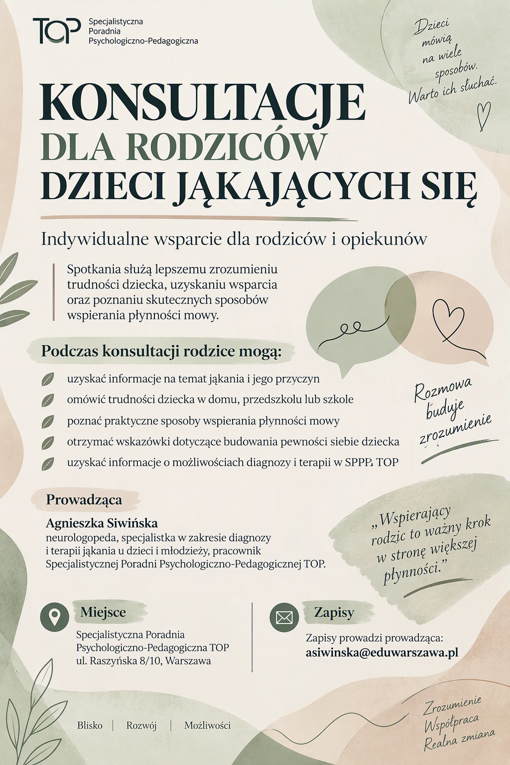 Konsultacje dla rodziców dzieci jąkających 