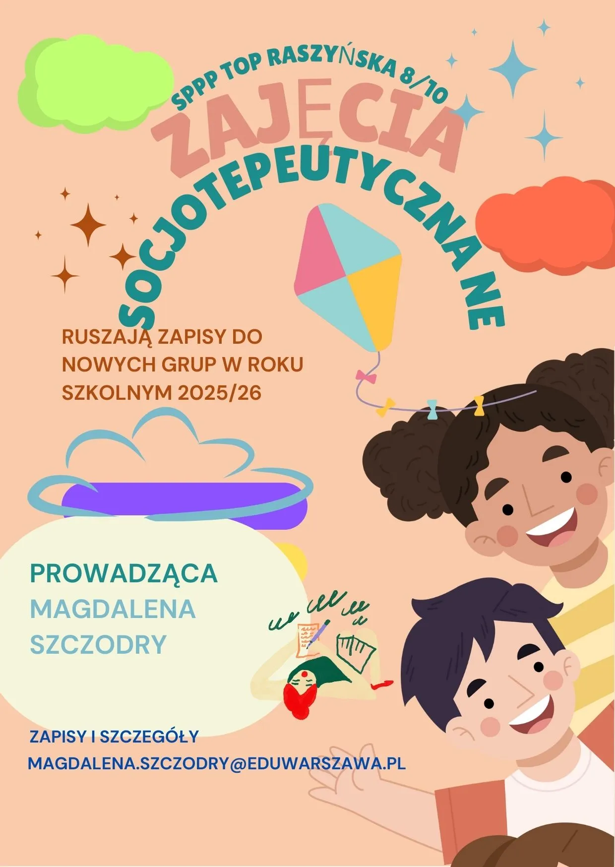 Plakat o zajęciach socjoterapii